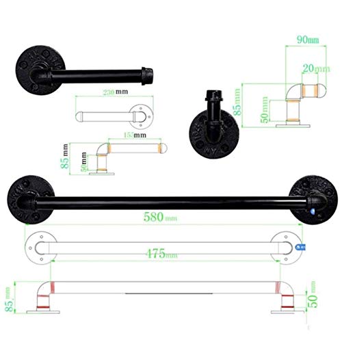 HIGOH Towel Rack Towel Holder Industrial Pipe Bathroom Hardware Fixture Set Heavy Duty Diy Wall Mount Accessories Kit Includes Robe Hook,Towel Ba