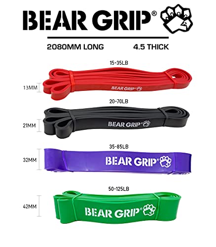 BEAR GRIP - Pull Up Assist Bands | Heavy Duty Resistance Bands for Assisted Pull Ups, Yoga, Stretch Mobility, Crossfit, Strength Training for Men