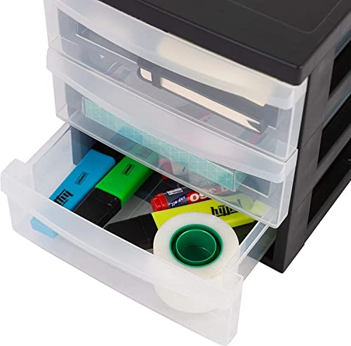 Iris Ohyama, Tower, Chest of Drawers, Plastic Storage Organizer with ergonomic handle, 2L, Set of 2, 3 drawers, Robust, BPA free, Office, Bedroom