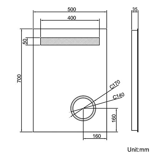 ELEGANT Illuminated LED Bathroom Mirror with Lights and Shaver Socket Magnifying Mirror 500 x 700 mm Button Switch