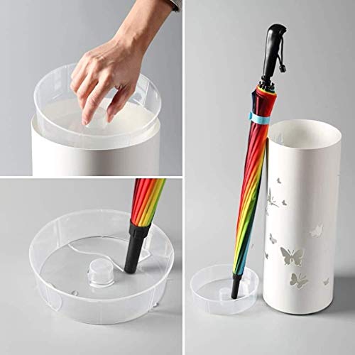MiroDo Umbrella Stands Umbrella Stand Round Metal White Drip Tray Home Independent Office Storage Bucket Walking Stick Storage Bin Stand (Color :