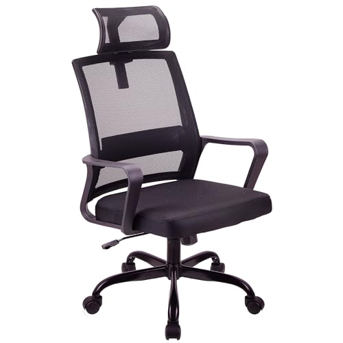 T-THREE. Adjustable headrest Office Chair Ergonomic Mesh Swivel Chair Office chair Desk Chair Lumbar Support Height Adjustable 360°Swivel Rocking