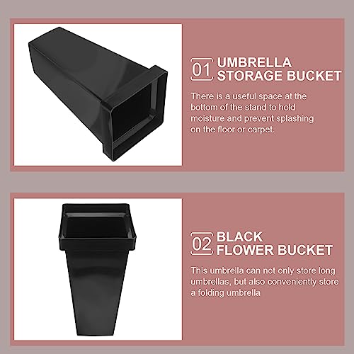 Lurrose Umbrella Holder Metal Umbrella Stand Rack Umbrella Storage Holder Bucket Shelf Freestanding Entryway Base - Black Hotel Umbrella Stand