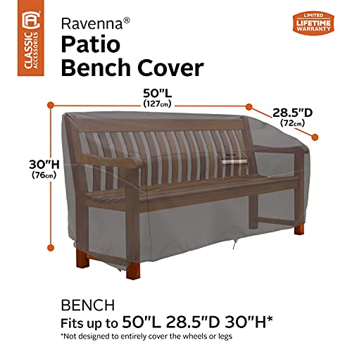 Classic Accessories Ravenna Patio Bench Cover | Premium Quality Patio Furniture Covers | Water Resistant Heavy Duty Weather-Proof Patio Lounge Be