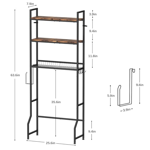 Over the Toilet Rack for Bathroom, 3-Tier Over Toilet Organizer Rack Multifunctional Over The Toilet Storage Rack Freestanding Bathroom Space Sav