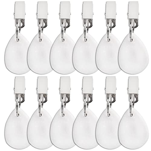 DEAYOU 12 PCS Tablecloth Weights, Marble Stone Table Cloth Weights Indoor Outdoor, Teardrop Heavy Table Cover Holder Hanger with Metal Clip for P