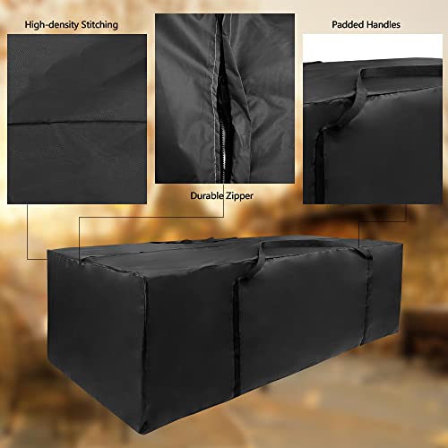 Garden Furniture Cushion Storage Bag, Oxford Fabric Waterproof Anti-UV Rip Proof Portable Outdoor Furniture Cushion Bag with Sturdy Zipper and Ha