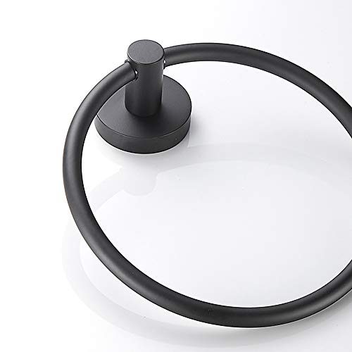 Stainless Steel Bathroom Towel Ring, Wall Mounted Bathroom Kitchen Towel Hanger Hand Towel Holder (Matte Black)