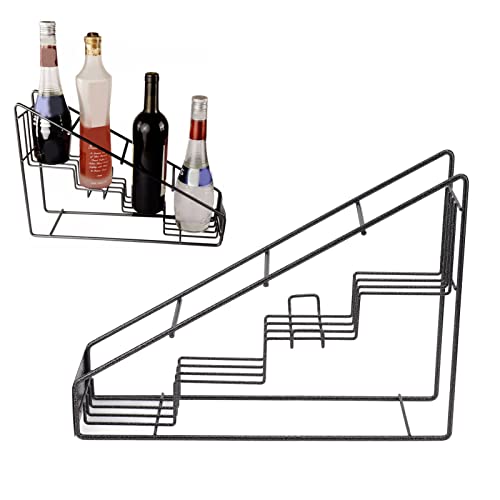 Oreb Syrup Bottle Rack, Stainless Steel Liquor Wine Bottle Rack 4 Compartment Bottle Holder for Syrup, Wine, Dressing, Countertop Display Stand f