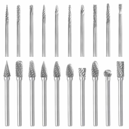 20 PCS Carbide Milling Cutter Set The Grinder Bits Rotary Tool Bits 1/8 Inch Shank Double Cut Compatible with Dremel Wood Carving Accessories