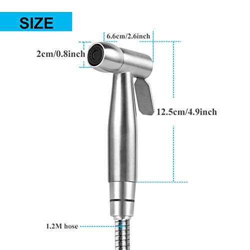 Handheld Bidet Sprayer Kit, Stainless Steel Shattaf Douche Muslim Shower Spray with Hose Bidet Holder Valve for Toilet Cleaning, Pet Bath, Person
