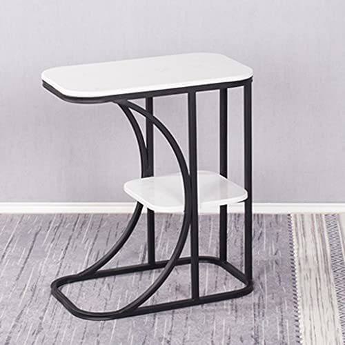 JYDQM Balcony Coffee Table Small House Marble Side Cabinet Living Room Sofa Corner Bedroom Bedside Table (Color : Gold+white marble)