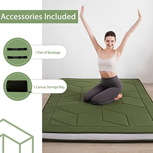 MAXYOYO Futon Mattress Thicken Floor Mattress, Floor Mattress for Adults, Roll Up Sleeping Bed Camping Mattress, Stereoscopic Geometric Patterned