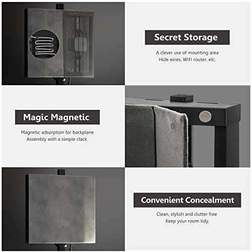 FITUEYES DESIGN Easel Tripod TV Stand Art for 37 43 50 55 65 Inch with Concealed Cable Management Black Steel and Walnut Wood Artist Floor TV Sta