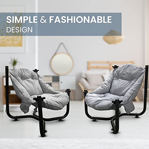 METALLIC TURTLE Comfort Chairs Set of 2 Garden Lounge Patio Camping Chairs Balcony Furniture, Conservatory Sofa (Grey)