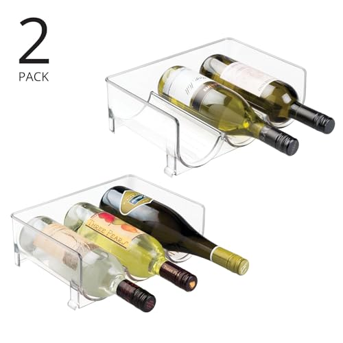 mDesign Stackable Plastic 3 Wine Bottle Storage Holder - Kitchen Organiser Rack for Wine, Beer, Water Bottles - Wine Rack for Cupboard, Pantry, F