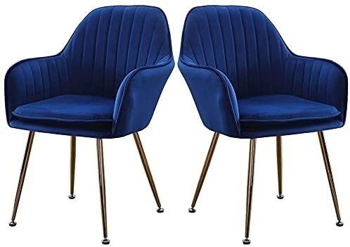 Modern Kitchen Dining Room Chairs Home Kitchen Dining Chair Set Of 2 Living Room Armchair with Metal Legs Velvet Seat and Backrests (Color : Grey