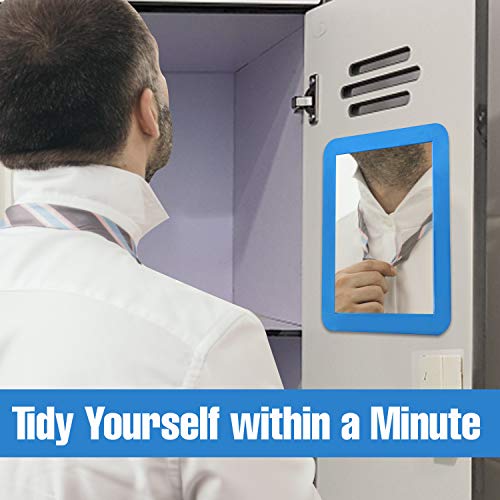 Magnetic Locker Mirror for School Locker, Gym Locker, Office Cabinet, Workshop or Refrigerator, Makeup Mirror, 5" x 7" (Black)