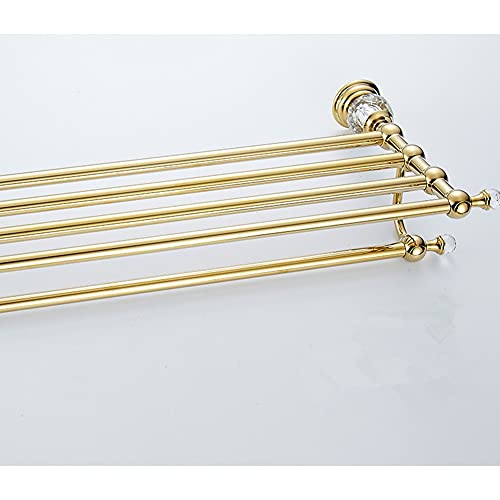 HIGOH Towel Racks,Bathroom Towel Rack Wall Mounted Towel Holder,Brass and Crystal Bathroom Towel Rack,Towel Holder,Hotel Home Bathroom Storage Ra