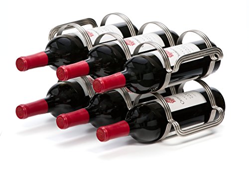 Mango Steam 6 Bottle Counter-top Wine Rack - Storage Organizer for Kitchen Countertops, Pantry, Fridge - (Silver)