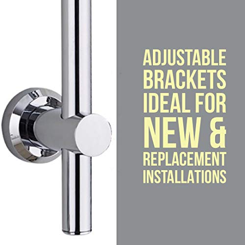 Keenware Chrome Shower Riser Rail with Push Button Adjustable Bracket; 700mm