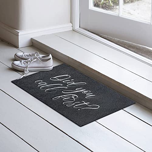 JJUUYOU Welcome Mats for Front Door Did You Call First Rugs Outdoor Black Doormat with Non Slip Rubber Rugs Decor for Home Farmhouse Balcony Pati
