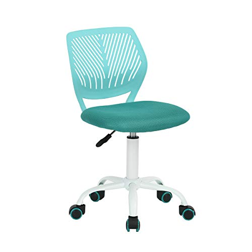 Homy Casa Desk Chair Adjustable Swivel Fabric Seat Ergonomic Task Chair Home Office For Kids Teens without Armrest, Blue