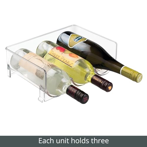 mDesign Stackable Plastic 3 Wine Bottle Storage Holder - Kitchen Organiser Rack for Wine, Beer, Water Bottles - Wine Rack for Cupboard, Pantry, F