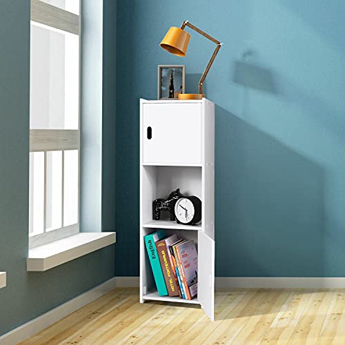 OUDIE Waterproof Bathroom Storage Cabinet,FreeStanding Cabinet Organizer Unit with 2 Door and Shelf for Store Toilet Paper,Books,Shampoo,White.