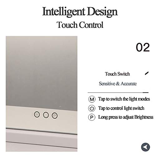 DAYU Hollywood Vanity Makeup Mirror 58x46 cm with 12 Lights, Desk Light Up Wall Mirror with Touch Screen USB Port for Dressing Table