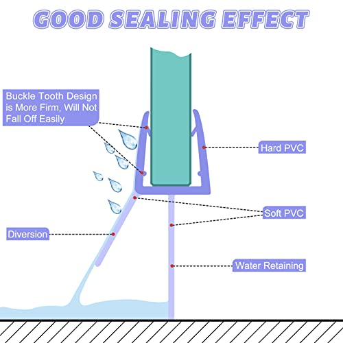 Sarmeley Shower Screen Seal Strip, 4Pcs Shower Door Seal Strip for 4-7mm Curved Or Straight Glass Up to 16mm Gap, Perfect Shower Seal Strip - 4x3