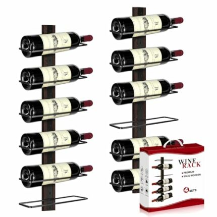 AGJIDSO Wine Rack Wall Mounted, 12 Bottles Vertical Wine Bottle Rack Wall Mounted,Solid Wood Wine Racks for Wall,Wall Hanging Wine Racks for Wine