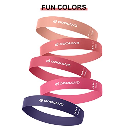 Odoland Resistance Bands Set of 15 for Men and Women, 3 Set Exercise Pilates Loop Rump Bands with 5 Different Resistance Levels for Fitness, Work