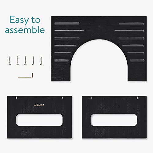 Navaris Toilet Stool for Adults - Squatting Adult Step Footstool for Use on Bathroom Toilet - Bamboo Step for Toilet Squat Position - Black