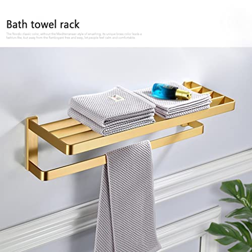 HIGOH Towel Racks, Bathroom Towel Rack Wall Mounted Towel Holder,Brass Bathroom Accessories Copper Towel Rack Bar,Bathroom Shelf,Towel Holder,Bat