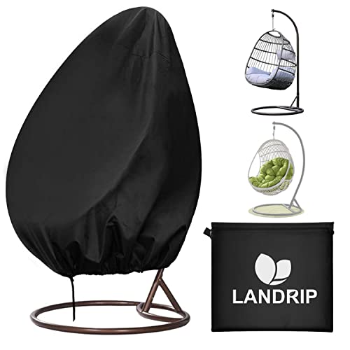 Landrip Egg Chair Cover, Patio Hanging Chair Cover Waterproof, 420D Oxford Heavy Duty Egg Chair Covers, Rattan Wicker Swing Chair Cover, 190 x 11
