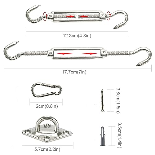 Sun Shade Sail Fixing Kit, Heavy Duty Sun Shade Sail Hardware Kit for Rectangle Square Triangle Sun Shade Sails,Canopy Awning Installation Attach