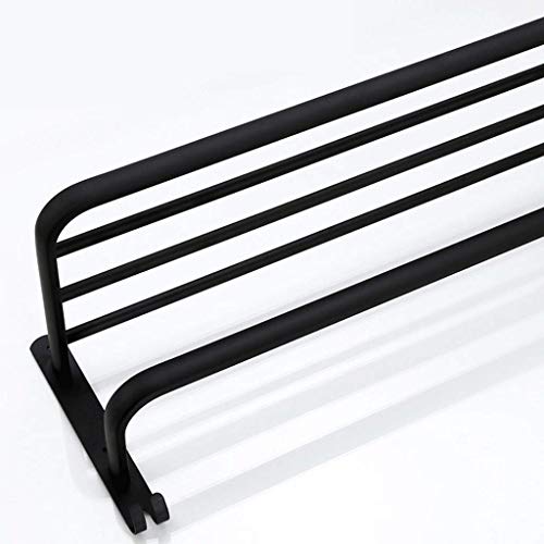 RSOCHS Shelf for Bathroom Bathroom Towel Rack, Towel Shelf with Double Bar, Rustproof 304 Stainless Steel Wall Mount Holder, Brushed