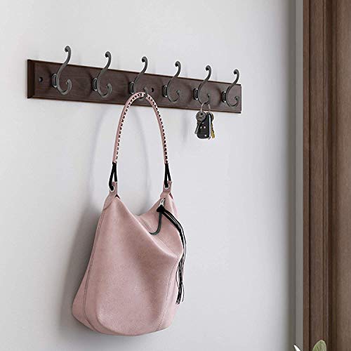 Liberty Hardware 165541 Coat Rack, 27-Inch, Wall Mounted Coat Rack with 6 Decorative Hooks, Soft Iron and Cocoa
