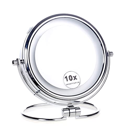 HIMRY LED Make-up Mirror 6 Inch 7X Magnification Battery Operated, Foldable Countertop Lighted Mirror, Cosmetic Mirror Shaving Mirror, Bathroom T