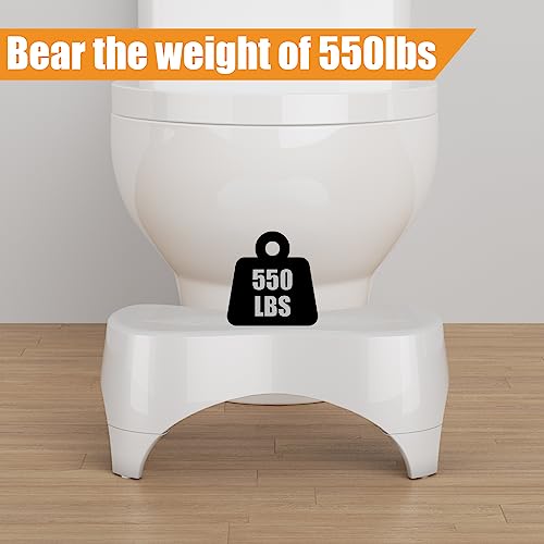 homfan Toilet Stool, Toilet Step Stool, Potty Stool for Adults and Kids, Poop Stool for Bathroom, Non-Slip Simple Design White