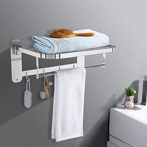 HIGOH Towel Racks,Bathroom Towel Rack Wall Mounted Towel Holder,Towel Holder Rack with Bar Hooks,Wall Mount Towel Shelf,Bathroom Accessories Hard