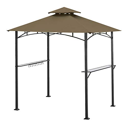 Ontheway 5FT x 8FT Double Tiered Replacement Canopy Grill BBQ Gazebo Roof Top, for Gazebo Model L-GZ238PST-11 Only