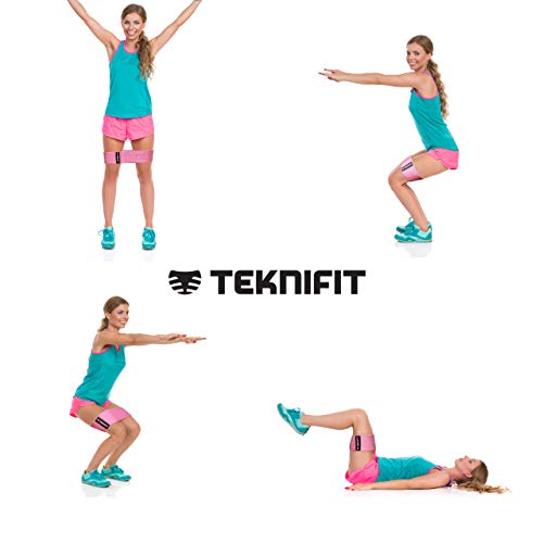 Teknifit Glute Band - Premium Fabric Resistance Band - Non Slip Design for Women - Pink OR Black Booty Band - Inc. Free Workout E-Book (DOWNLOAD)