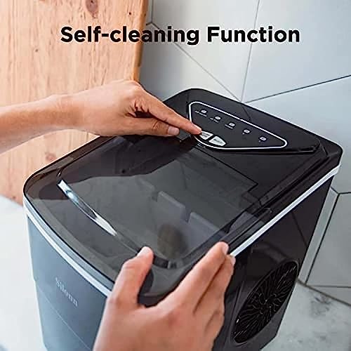 Shykey countertop ice machine Ice Makers Countertop 9 Cubes Ready in 6 Mins 26lbs in 24Hrs Self-Cleaning Ice Machine with Ice Scoop and Basket ic