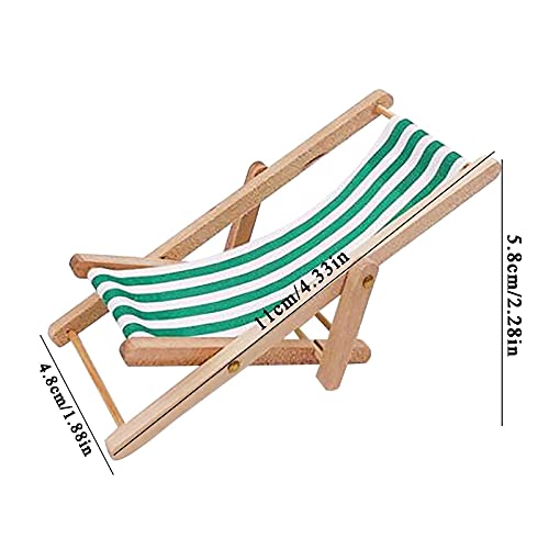 DGFgfgh Miniature Foldable Wooden Beach Chair Chaise Longue Deck Chair Mini Furniture Accessories with Stripe for Indoor Outdoor B
