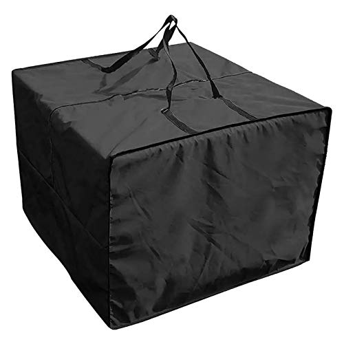 Errum Garden Furniture Storage Bag, Square Garden Cushions Storage Bag with Handles Zippers 210D Oxford Fabric, 81x81x61cm (Black)