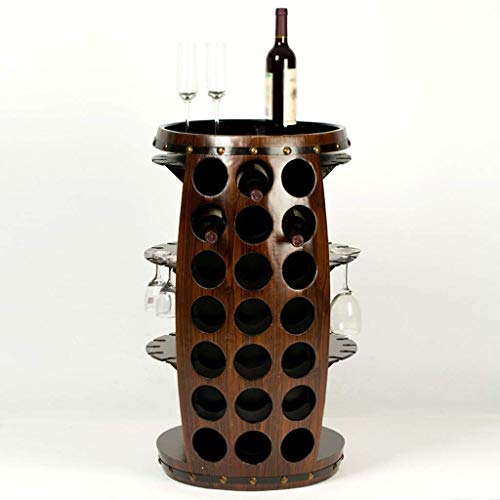 DISHENGZHEN Wine Barrel Creative Floor-Standing Stable Wine Rack, Wooden Wine Glass Bottle Storage Shelf, Wood Rack Shelf Practical Home decorati