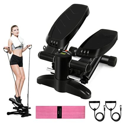 DECILUD Stair Stepper for Exercise - Mini Stepper Fitness Equipment with LCD Monitor, Resistance Bands and Floor Mat,Stair 330 lbs Weight Capacit