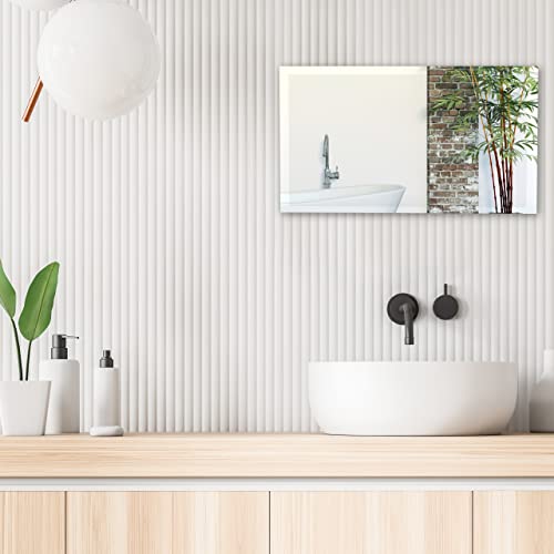 Relaxdays Mirror, Frameless, Wall Mounted, Bathroom, Hallway, Living Room, Dimensions: 40 x 60 cm